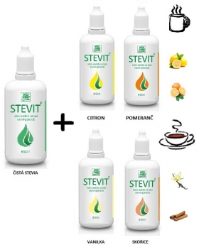 Stolní tekuté sladidlo STEVIA s příchutěmi